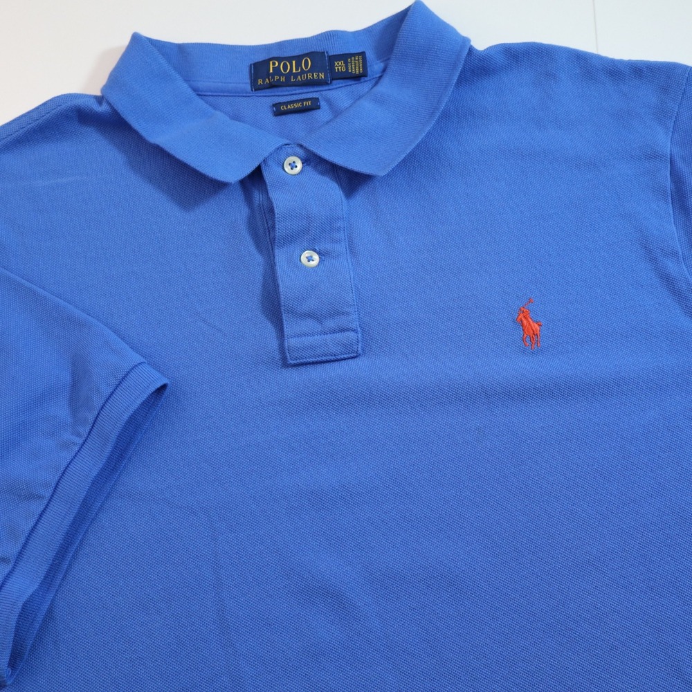 Polo Ralph Lauren Polo Shirt Mens XXL Blue Classic Fit Mesh Pique Short Sleeve